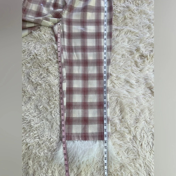 Eva Franco Wide Leg Pants plaid High-Rise Sequin Feather Pockets Elastic Waist S - Picture 7 of 8